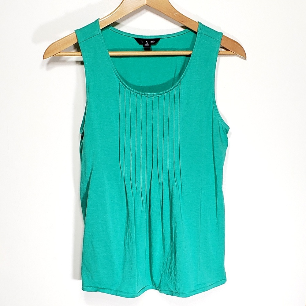 Lands End womens S 6-8 green tank top w/ stretch